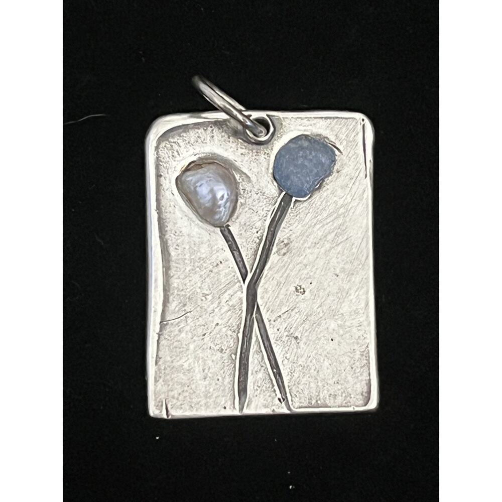 Signed Nadine Leo Mississippi River Pearl Co Sterling Silver Pearl Pendant